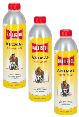RL24 Ballistol - Tierpflegeöl Animal – 3 x 500 ml (3er Set) | Tieröl mit Tiefenwirkung – sanfte Pflege für Pferde, Hunde, Katzen & Co. – ideale Schweif-, Fell- & Hufpflege