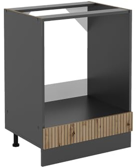 Vicco Meuble pour Four R-Line, Chêne Artisan, 60cm | ✓ Niche pour four · Sans plan de travail · Pieds réglables en hauteur · Librement combinable · Intégration facile