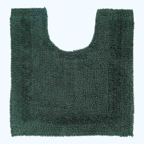 HOMESCAPES - Alfombra para inodoro de algodón, alfombra de inodoro y lavabo, 50 x 55 cm, alfombra de baño, color verde