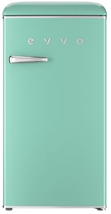 EVVO Nevera Pequeña Retro, 84 litros de Capacidad + 11 Litros de Congelador, Diseño Vintage, Bajo Consumo, Silenciosa, Control de Temperatura, Luz LED, Frigorífico Mini F26 Retro Color Verde Pastel