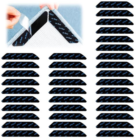 Antirutschmatte für Teppich, 36 Stück Waschbare Teppich Antirutschunterlage Starke Klebkraft und Leicht Entfernen, Teppichstopper für Hartholzböden und Fliesen