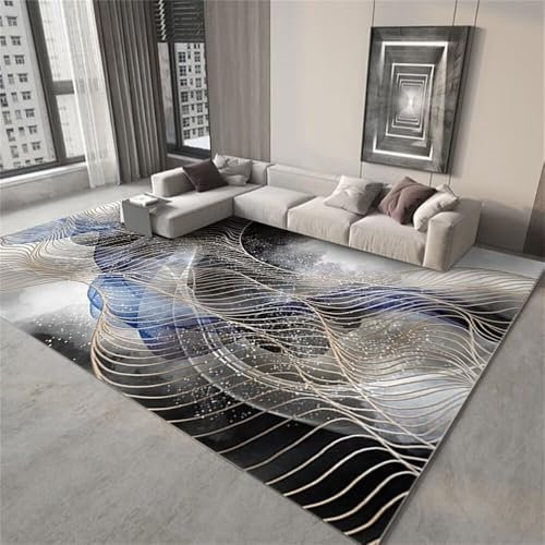 Kunsen 100X160CM Teppich Ankleidezimmer Schlafzimmer Sofa einfach, rutschfest, schmutzabweisend, pflegeleicht, sicherer Antirutsch Unterlage Mehrfarbig Flickenteppich Großer