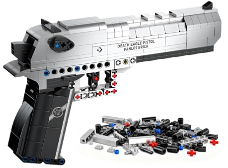 Technik Desert Eagle Pistole Bausteine Bausatz Spielzeug, Pistolen Modell Klemmbausteine mit Schießfunktion, Maschinengewehr Militärwaffen-Baukasten für Militär-Hobby-Sammler, 360 PCS