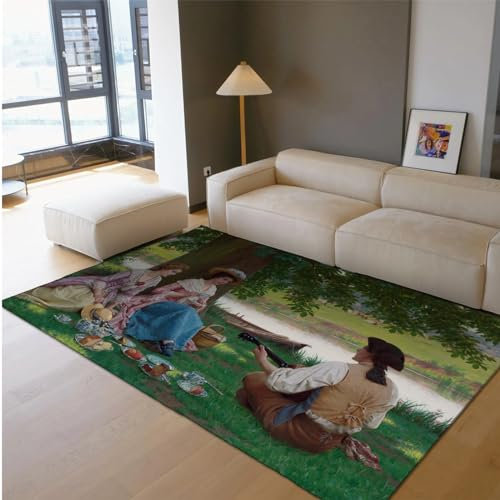 LANDERSION Natürliche Landschaft Bereich Teppich Warm Familie Outdoor Ausflug Teppiche Moderne kreative Teppich Teppiche mit Gummirücken Waschbar 140x200cm