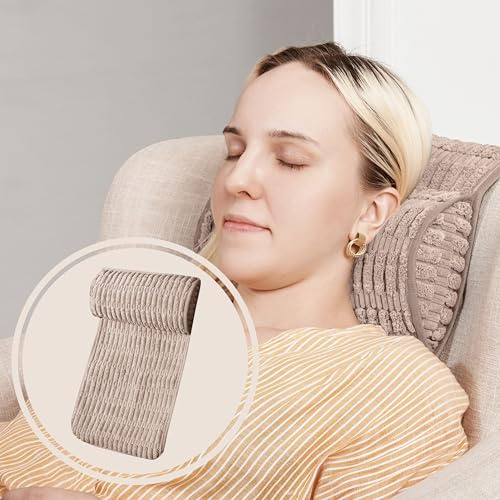 WdFour Headrest Memory Pillow, Support Cushions for Neck, Back or Foot for Sofas, Recliners, Office Chairs, Massage Chairs for Neck Pain Relief and Cervical Support(Khaki, 13 Wx2.7 D).