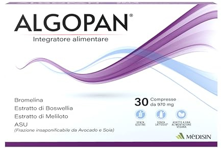 MèDISIN | ALGOPAN® Integratore alimentare con Bromelina, estratti di Boswellia serrata e Melilotus officinalis, ASU (frazione insaponificabile da Avocado/Soia titolata al 30% Fitosteroli) 30 Compresse