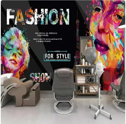vsdhlsidgl 3D-Tapete, schwarzer Hintergrund, Graffiti-Tapete für Schönheitssalon, Hintergrundwände, Hintergrundbilder, 3D, 430 x 300 cm
