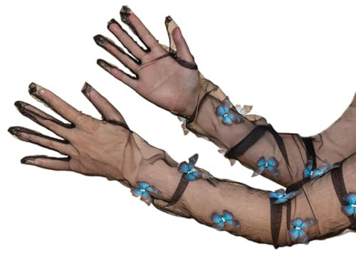 BHFYOB Spitzen-Handschuhe für formelle Veranstaltungen, Kleider, Abend-, Party-, Zeremonien-Handschuhe, Schuppenbildung, durchsichtige Handschuhe für Halloween