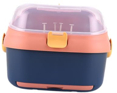 JOINPAYA 1pièce Boîte De Rangement Séchage pour Biberons Organisateur Multifonction avec Couvercle Anti-poussière Étagère Amovible pour Accessoires De Nourriture Et Bleu