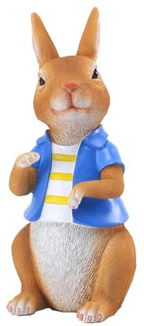 LEVSON Easter Bunny Garden Decoration, Outdoor Statues Rabbit, Funny Animal Figurines Ornament for Garden Yard Lawn Indoor,Christmas Statue Decorations for Thanksgiving Day (23.5 * 10.3 * 11.2CM)