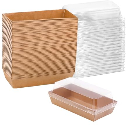 Hniuyun 50Pack Paper Charcuterie Boxes with Clear Lids, Brown Food Containers Dessert Boxes, for Bakery, Slice Cake, Cupcake, Sandwich and Cookies (19cm)