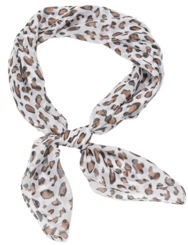 1 Stück Damen Schal mit Leopard Muster,Leopardenmuster Seidentuch Ladiery Sheer Chiffon Kopftuch Quadrat Schal Tuch Bandana Halstuch für Frühling Sommer Herbst 65x65cm,Khaki