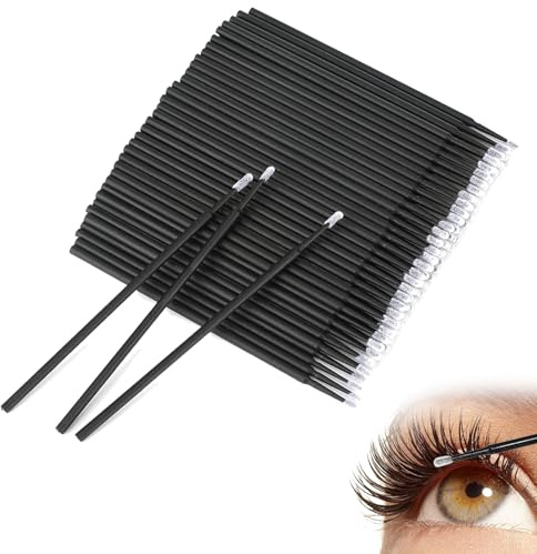 100 Stück Einweg-Mikrobürste,Einweg Microbürsten Wimpernbürste,Microbrush,Wimpernverlängerung Kleber Removal Lashes Graft Tools,für Makeup Applikator,Wimpernverlängerung,Oral und Sauberkeit(Schwarz)