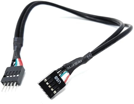 9-poliges HD-Motherboard-Verlängerungskabel, Stecker auf Buchse, 9-poliger ATX-Stecker, 26 AWG, doppelt geschirmt, Frontplatten-Header-Kabel für PC-Bau und Reparatur, 30 cm