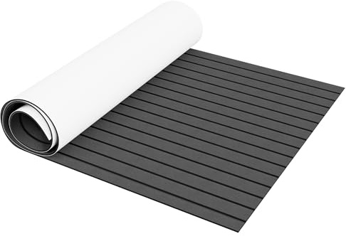 FIVMEN Boot Bodenbelag Selbstklebend Eva Schaum Bootsbelag Deck Matte Bootsmatte Teakholz Lmitat Bootsteppich Marineteppich für Boote Yachten Motorboote Schnellboote 240x90 cm, Dunkelgrau