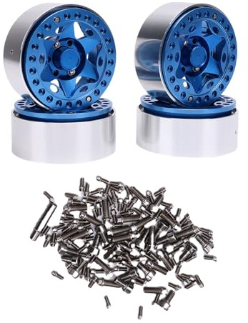 SUNGOOYUE RC Wheel Hub, 4pcs 1.9 Inch Aluminum Alloy Beadlock Wheel Rim Hub for 1/10 RC Crawler Upgrade Accessories (Blue)