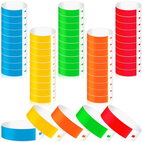 Caianwin 200 braccialetti per eventi, in 5 colori, per feste, per eventi, club di eventi