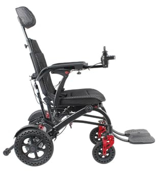 WJYCGFKJ Sedia a rotelle elettrica Leggera e Pieghevole, Dotata di Batteria Removibile da e Motore da,Carrozzina Pieghevole ad Autospinta in Acciaio - Sedia ergonomica da Viaggio per Adulti e