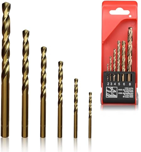 Rayakt 6 PCS Cobalt Drill Bit Set, M35 HSS Metal Drill Bit Set With Plastic Case, 135° Split Point, Heat Resistant, Straight Shank 2-8 mm for Stainless Steel, Wood, Hard Metal, Cast Iron, Plastic