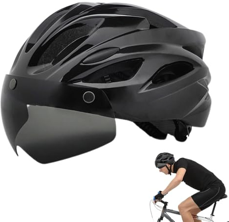 Casques de vélo pour adultes | Casques d'extérieur avec lumière arrière rechargeable | Cyclisme réglable avec lunettes magnétiques, vélo respirant pour homme, femme, adulte
