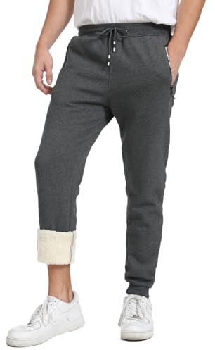 JustSun Pantalon Jogging Homme Hiver Chaud Coton Doublé Polaire Pantalons de Survêtement Thermique avec Poches Zippées