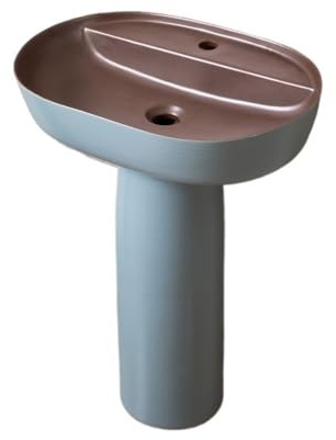 Vintage Lavabo de pedestal cerámica for baño, lavabo independiente con grifo y desagüe decorativo
