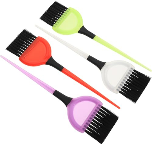 DECORNIJIA Lot de 4 Pinceaux pour Coloration de Cheveux Manches Antidérapants en Pp, Application Précise, pour Salon Professionnel et Kit de Teinture Couleur Aléatoire