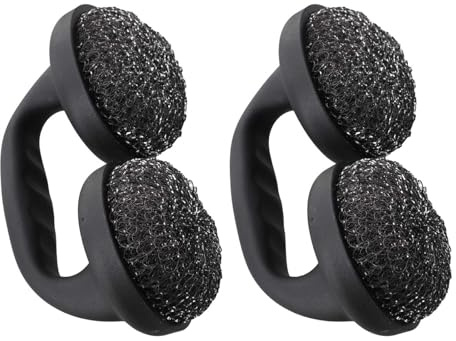 MoSundi Lot de 2 brosses de nettoyage en fil métallique avec poignée ergonomique pour barbecue, grille en fonte et acier inoxydable, noir