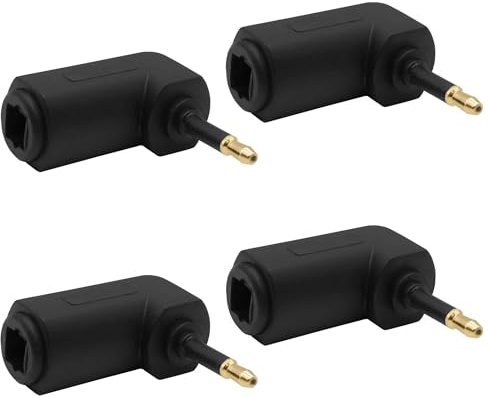 YARCHONN Mini Toslink Adapter Digital Fiber Optical Audio Female to 90 Degree 3.5mm Jack Mini Toslink Right Angle Male Audio Cable Adapter for TV Sound Bar Home Theater - 4pcs