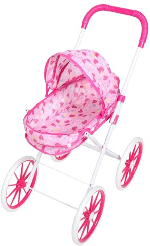 HEALSOPTHY Passeggino a Ombrello per Bambole Ruote Grandi, Set di Gioco di Finzione per Bambine, Giocattolo Spingibile, Accessori Completi, Dimensioni Generose per Giochi Educativi