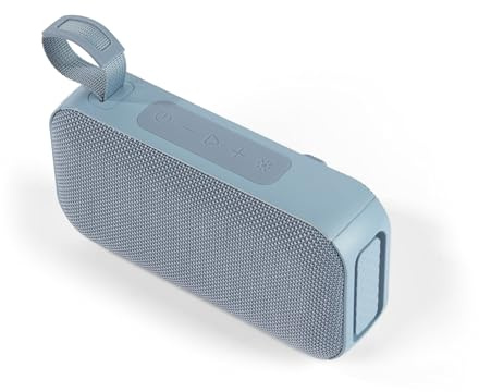Intempo Aria Plus Speaker - Bluetooth 6.0 Connectivity, 16W Output, Up to 16 Hours Play Time, Fabric Finish, Colour Sync LED Lights, Carry Handle, IPX5 Protection, Blue