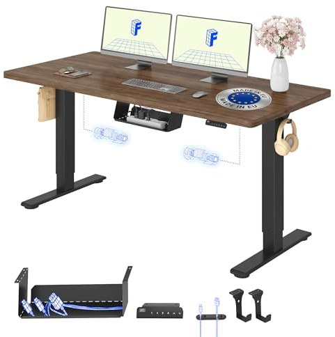 FLEXISPOT Höhenverstellbarer Schreibtisch elektrisch, Doppelmotor 160x80 cm