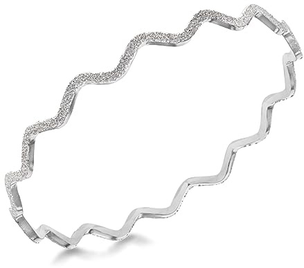 Tuscany Silver Damen Armreif Sterling Silber Texturiert Funkelnd Welle