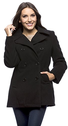 Excelled Leather Damen Classic PEA Coat Caban-Jacke, schwarz, Groß