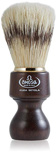 Omega 26 - Pennello da Barba in Pura Setola, Marrone Scuro