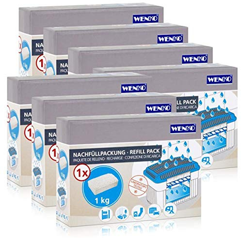 7x Wenko Nachfüllpackung Feuchtigkeitskiller Raum-Entfeuchter, 1kg Granulat