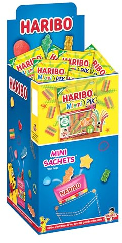 HARIBO - Miami PIK - Bonbons Piquants - Sans Colorants Artificiels & Sans Gélatine - Mini Sachets - 30 x 40 g