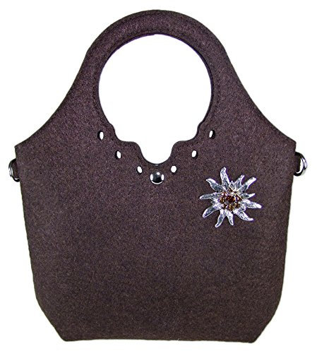 Trachtentasche kleiner Shopper mit Edelweiß Dunkelbraun