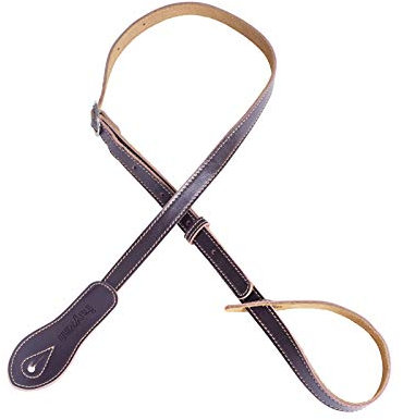 Rayzm Mandolin Strap, Genuine Leather Strap with Suede Backing, Quality Leather Belt for Mandolin/Ukulele, Adjustable Length (Brown)