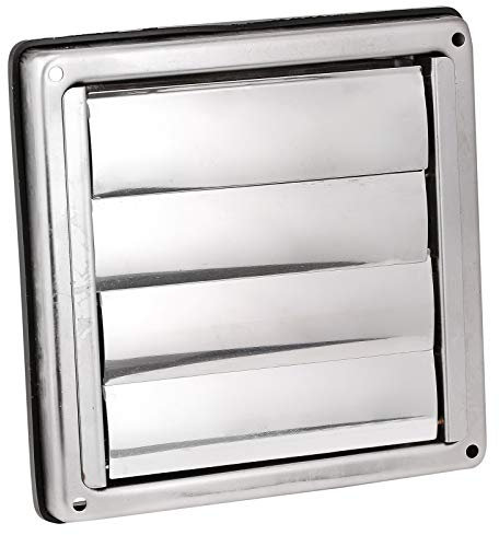 First4spares 4/ 100mm Stainless Steel Square External Wall Extractor Air Vent Grill Outlet with Gravity Flaps