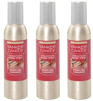 Yankee Candle Concentrated Air Freshener Room Spray, Odor Eliminator for Home, Bathroom, Sparkling Cinnamon, 1.5 Oz (Pack of 3)