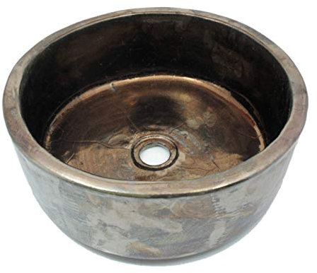 Urszula - lavabo da appoggio color marrone. 38 cm x 14 cm. Il lavabo rustico è l'ideale per il bagno.