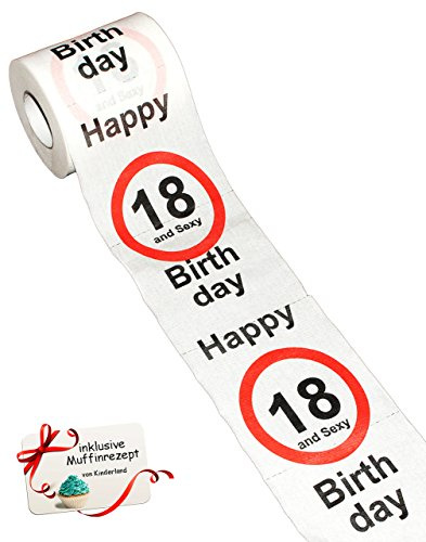 alles-meine.de GmbH 3 Rollen Toilettenpapier - 18. Geburtstag/achtzehn und Sexy - Happy Birthday - 28 m - Verkehrsschild - WC Klopapier Klopapier - lustig Klorolle große ..
