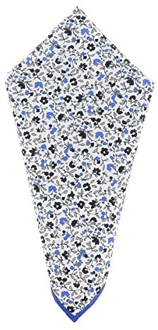 Cravate, Noeud Papillon et Pochette Costume Liberty Bleu Fleurs (Pochette costume)