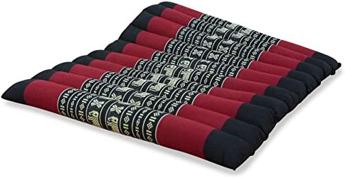 livasia Sitzkissen Stuhlauflage groß - 50x50x4,5cm - Bodenkissen gesteppt Indoor/Outdoor, Meditationskissen Yogakissen, Stuhlauflage Palettenmöbel, Steppkissen Stuhl und Bank (Schwarz/Elefanten)