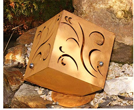 JH-Metalldesign Würfel Barocco Edelrost Rost Metall Gartendeko f.Säule Edelstahl - Kugel