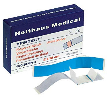 Holthaus Medical YPSITECT Fingerverband Fingerpflaster Pflaster, detektierbar, blau, wasserfest, 100St