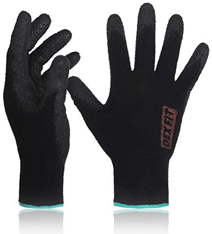 DEX FIT NR450 fleecehandskar, 3D bekväm spandexpassform, supergripare, fina och lätta, hållbar vattenbaserad nitrilbeläggning, tvättbar, svart 10 (XL) 3 par