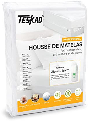 Teskad Housse de Matelas Professionnelle (90 x 190/200 cm) - Anti punaises de lit, acariens et allergènes