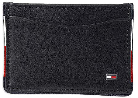 Tommy Hilfiger kortfodral plånbok för män, svart piercing, en storlek